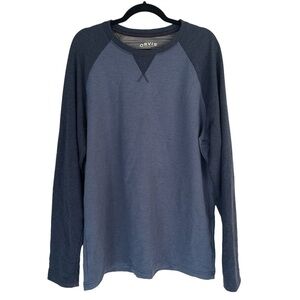 Orvis Blue Raglan Long Sleeve Pullover Sweatshirt Size L